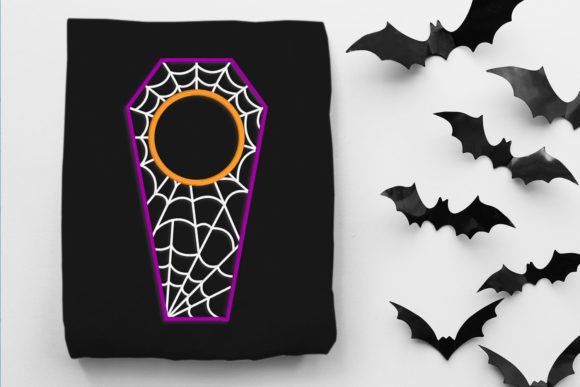 Halloween Cobweb Coffin Round Monogram